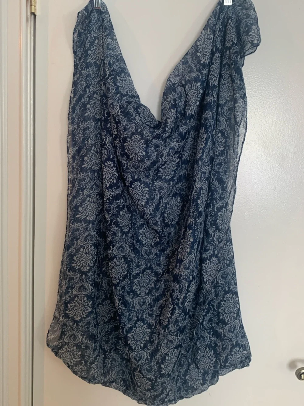 2/$5 Navy Blue and white Damask Paisley Infinity Scarf